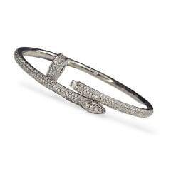 Çivi Model Taşlı Gümüş Kelepçe Bileklik