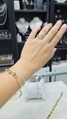14K Altın Kaplama Modern Şık Kadın Gümüş Kelepçe Bileklik