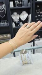 14K Altın Kaplama Ajda Bilezik Görünümlü Gümüş Kelepçe Bileklik