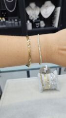 14K Altın Kaplama Ajda Bilezik Görünümlü Gümüş Kelepçe Bileklik