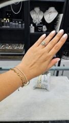 14K Altın Kaplama Renkli Taşlı Modern Şık Gümüş Bileklik