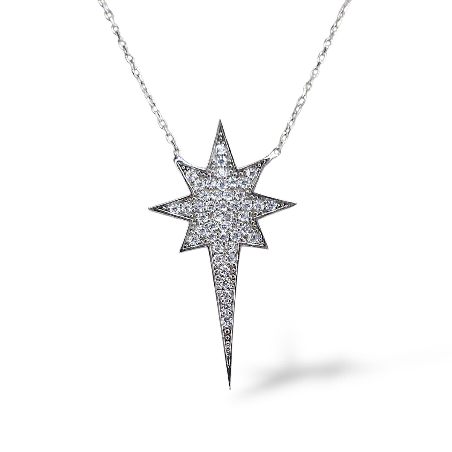 Kuzey Yıldızı Taşlı Gümüş Kolye