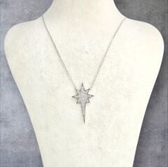 Kuzey Yıldızı Taşlı Gümüş Kolye