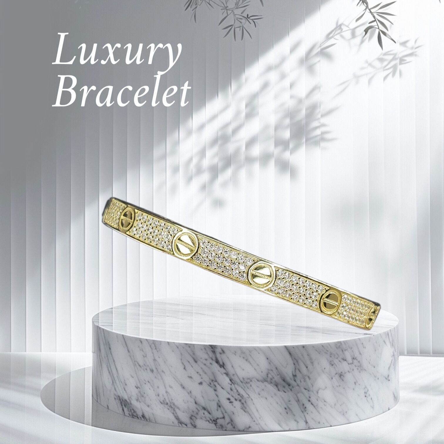 14K Altın Kaplama Gümüş Kelepçe Bileklik