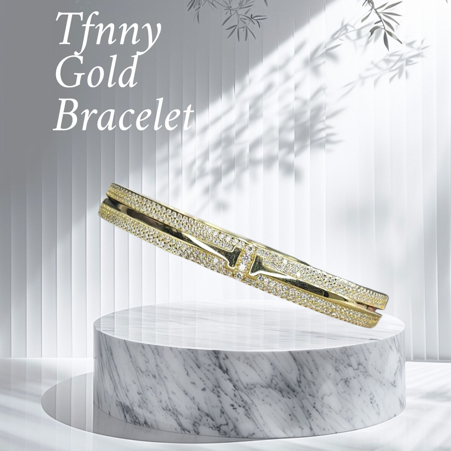 14K Altın Kaplama Tffny Model Gümüş Kelepçe Bileklik