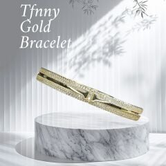 14K Altın Kaplama Tffny Model Gümüş Kelepçe Bileklik