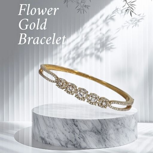 14K Altın kaplama Taşlı Gümüş Kelepçe Bileklik