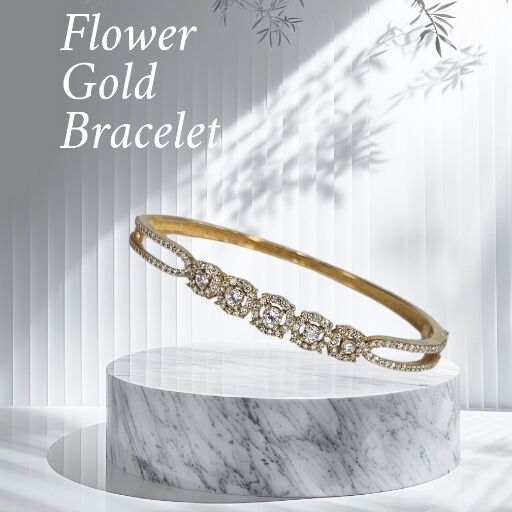 14K Altın kaplama Taşlı Gümüş Kelepçe Bileklik