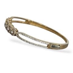 14K Altın kaplama Taşlı Gümüş Kelepçe Bileklik