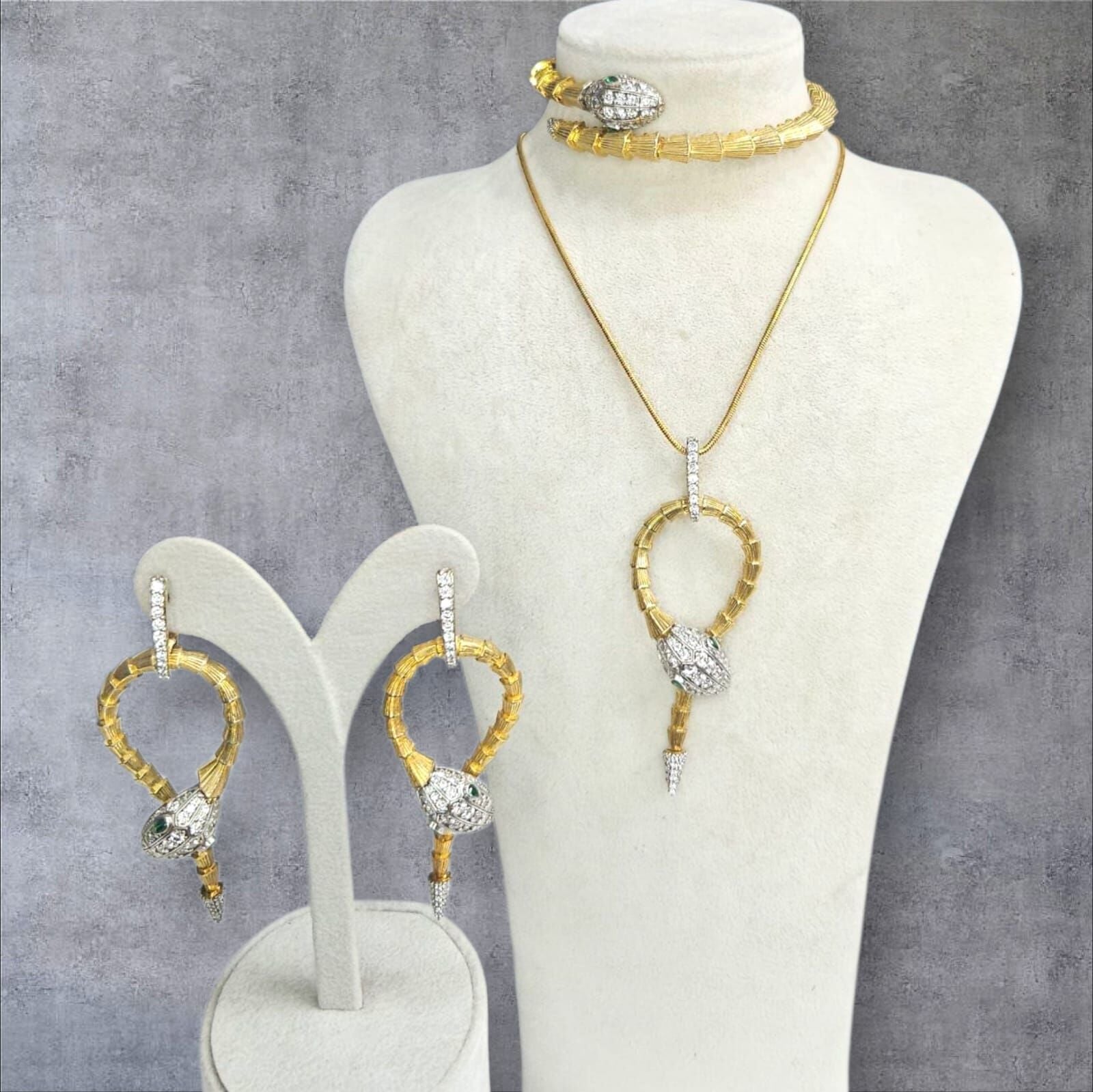 14K Altın Kaplama Yılan Model Gümüş Set