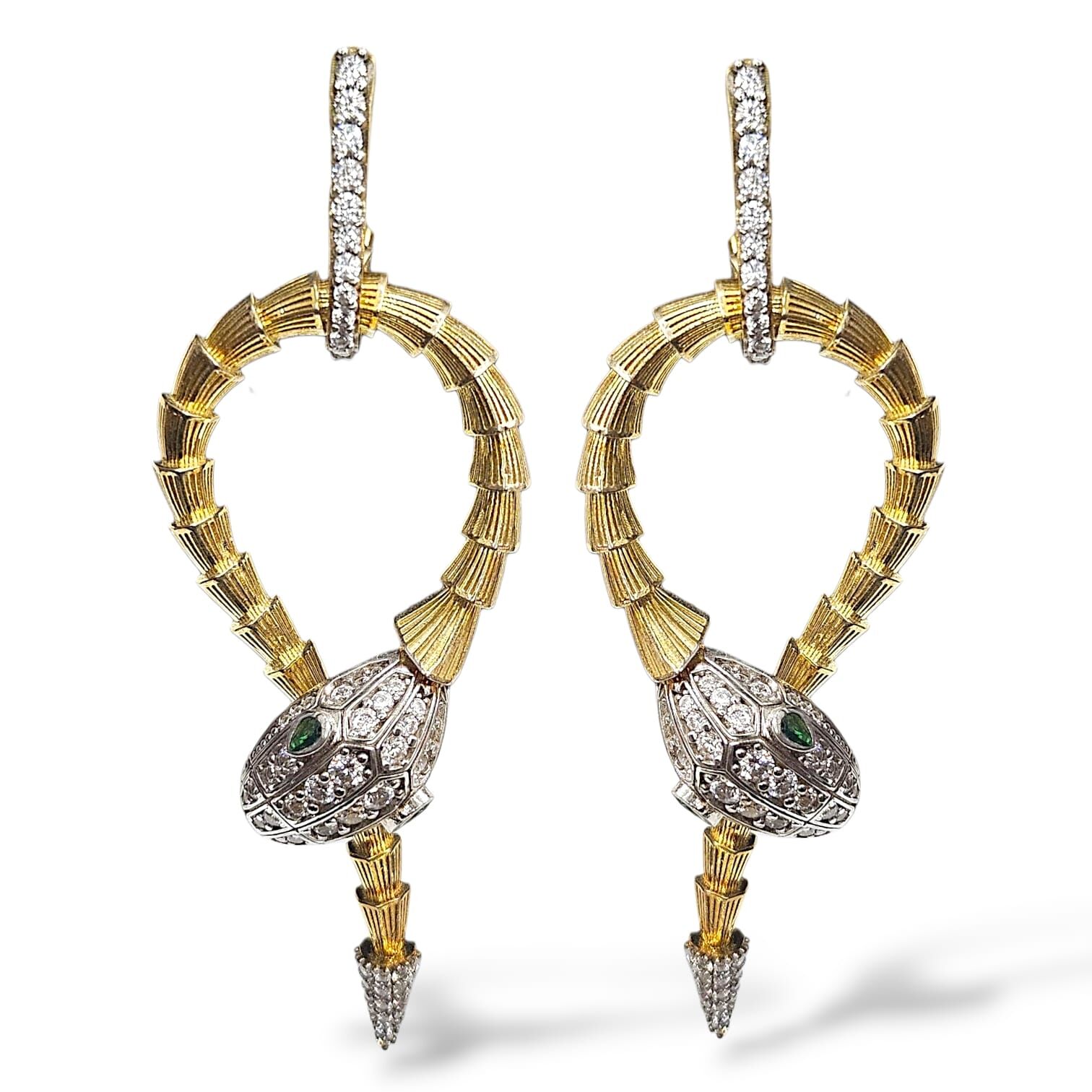 Yılan Form 14K Altın Kaplama Gümüş Küpe