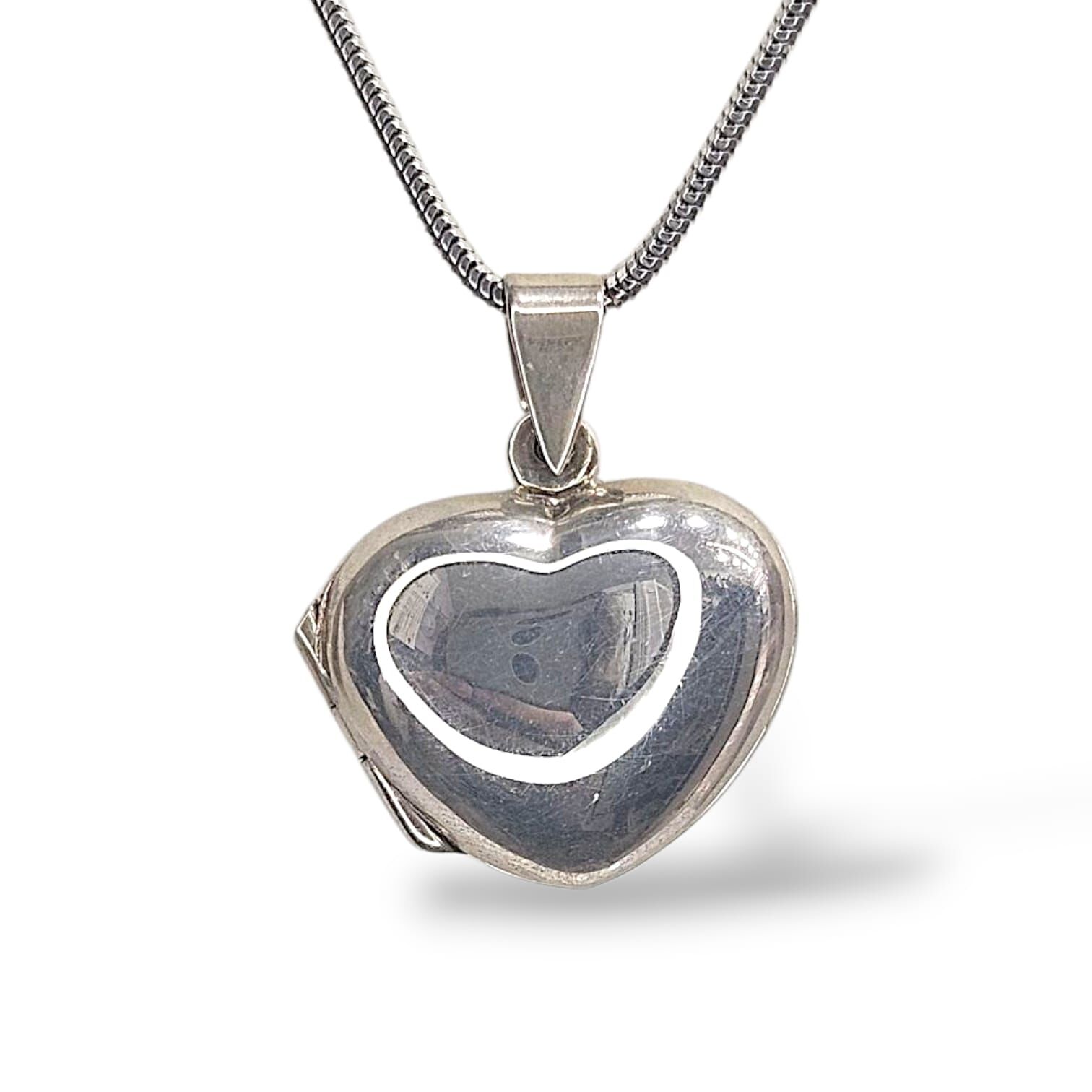 Resimli Kalp Gümüş Kolye