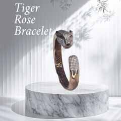 Kaplan Model Rose Kaplama Gümüş Kelepçe Bileklik