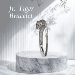 Kaplan Model Taşlı Gümüş Kelepçe Bileklik