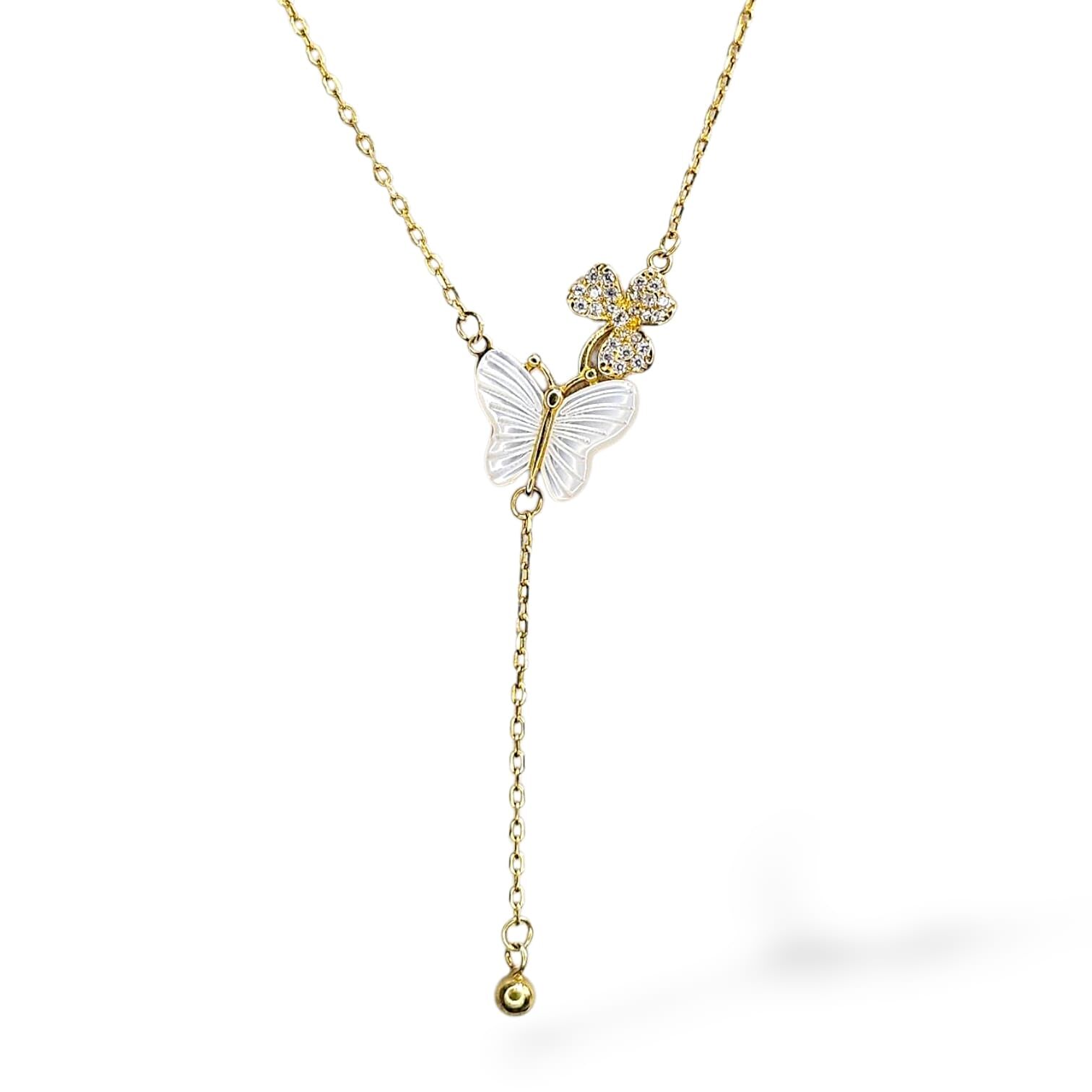 Zincir Saplantılı Kelebek Gold Kolye