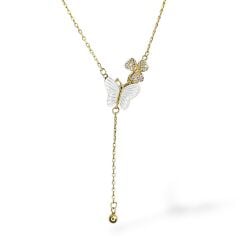 Zincir Saplantılı Kelebek Gold Kolye