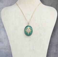 Özel Tasarım Yeşil- Gold Kolye