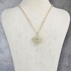 Taşlı Yonca Gold Kolye