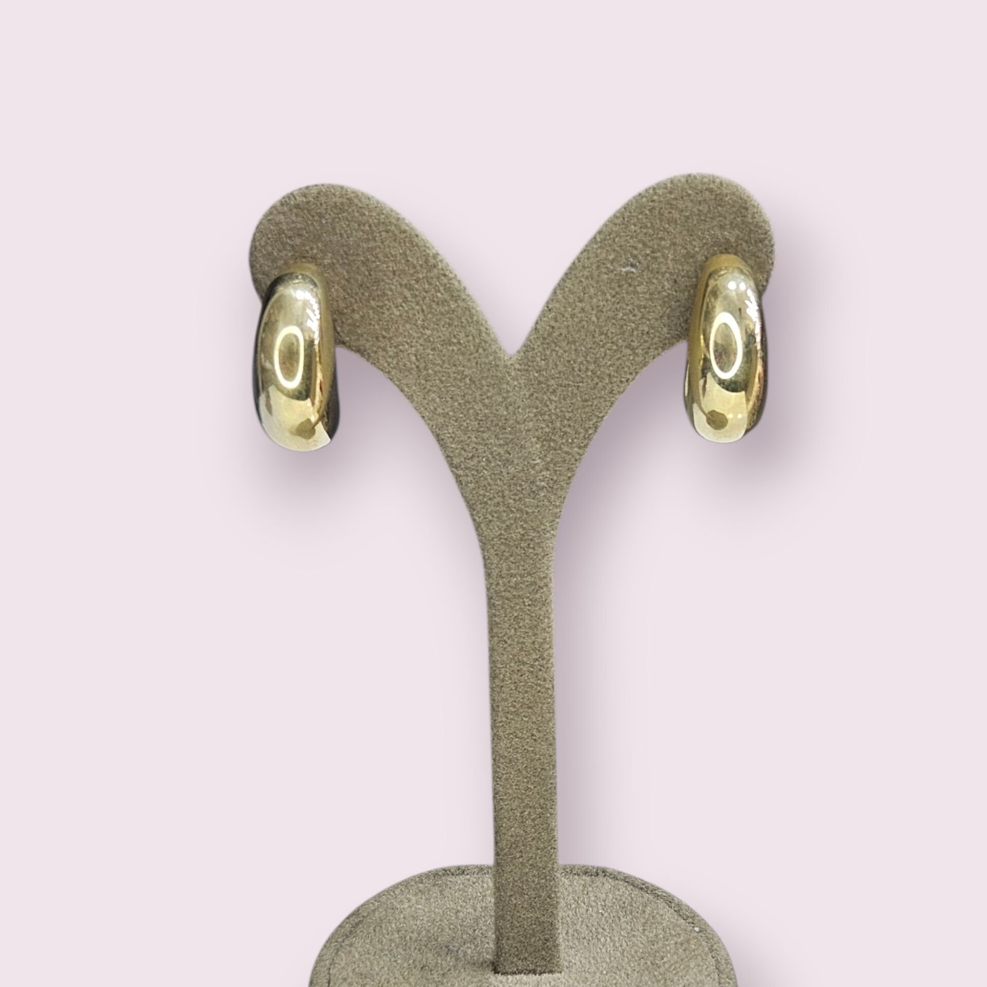 14K Altın Kaplama Gümüş Bombeli Halka Küpe