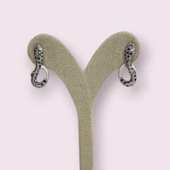 Siyah Taşlı Gümüş Küpe