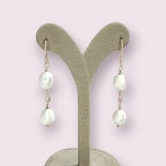 Sallantılı İnci Gümüş Küpe