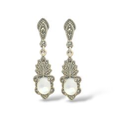 Ay Taşı Markazit Gümüş Küpe