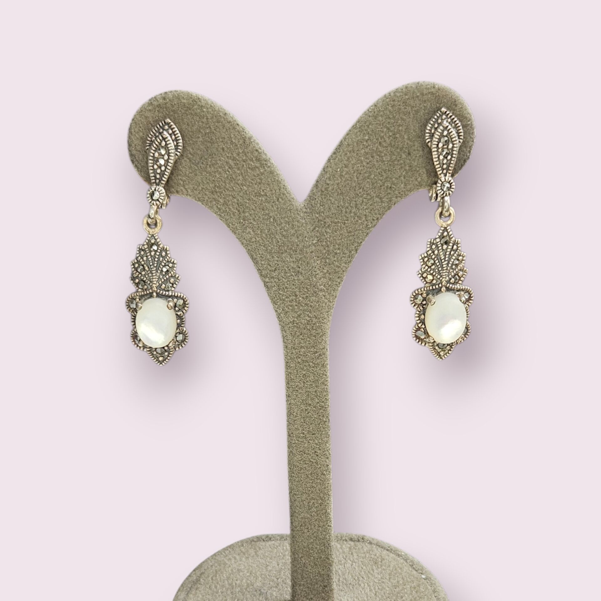 Ay Taşı Markazit Gümüş Küpe