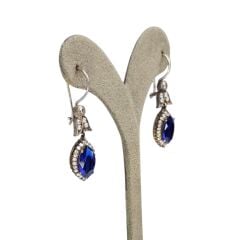 Safir Renk Sallantılı Gümüş Küpe