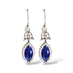 Safir Renk Sallantılı Gümüş Küpe