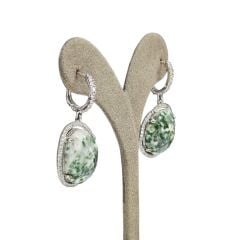 Serafinit Yeşil Taş Sallantılı Gümüş Küpe