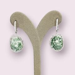 Serafinit Yeşil Taş Sallantılı Gümüş Küpe