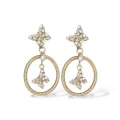 14K Ayar Altın Kaplama Kelebek Model Sallantılı Gümüş Küpe