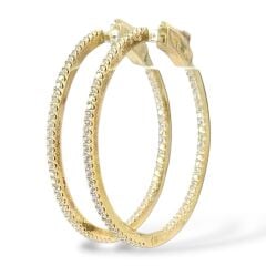 Çift Taraflı Taşlı Gold Orta Boy Halka Küpe