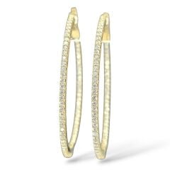 Çift Taraflı Taşlı Gold Orta Boy Halka Küpe