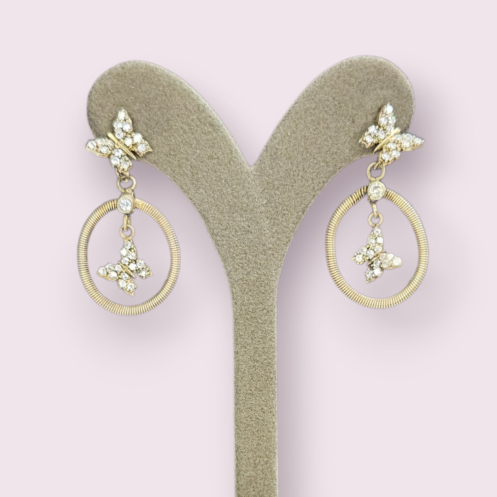 14K Ayar Altın Kaplama Kelebek Model Sallantılı Gümüş Küpe