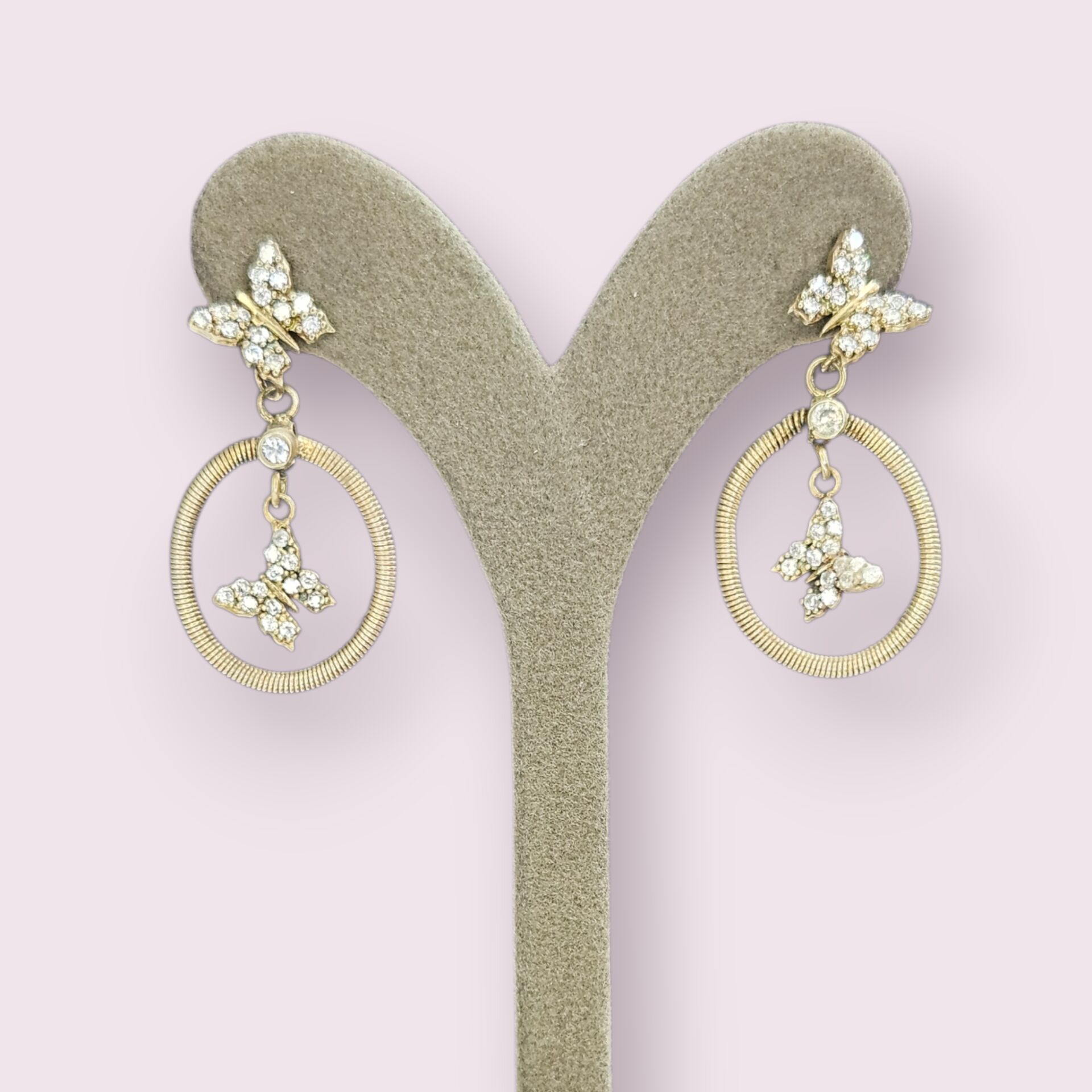 14K Ayar Altın Kaplama Kelebek Model Sallantılı Gümüş Küpe