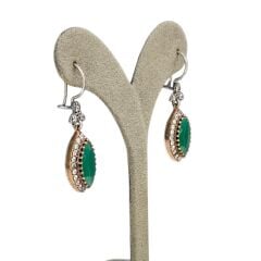 Yeşil Taş Sallantılı Gümüş Küpe