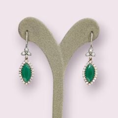 Yeşil Taş Sallantılı Gümüş Küpe