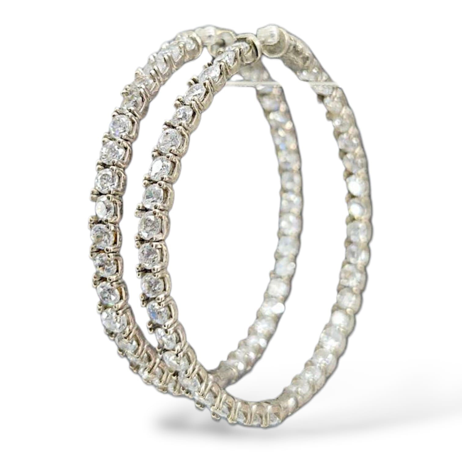 Çift Taraflı Taşlı Halka Küpe