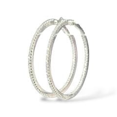 Çift Taraflı Taşlı İnce Gümüş Halka Küpe