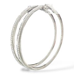 Çift Taraflı Taşlı İnce Gümüş Halka Küpe