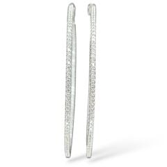 Çift Taraflı Taşlı İnce Gümüş Halka Küpe