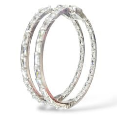 Çift Taraflı Baget Taşlı Halka Küpe