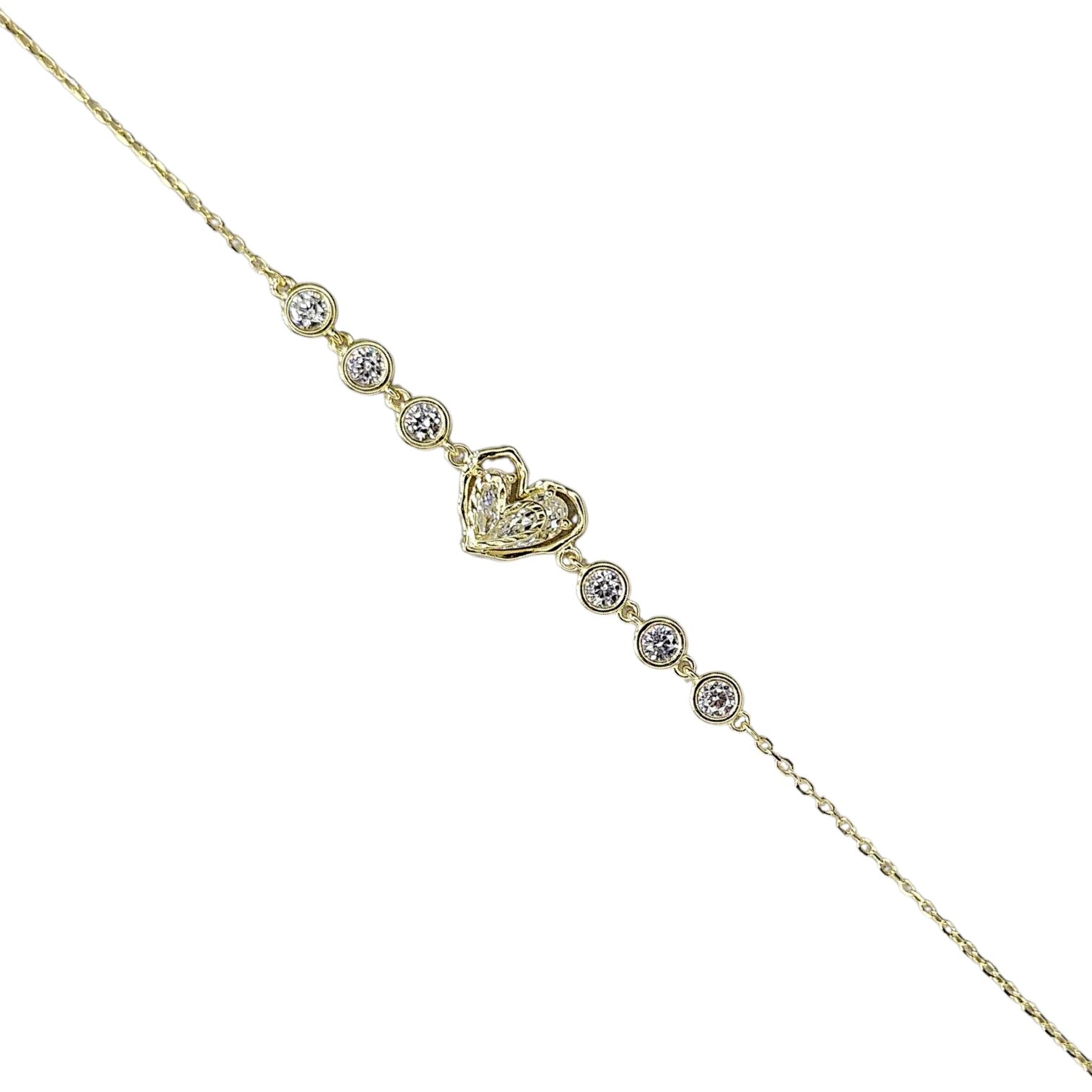 Sıvama Taşlı Kalp Model 14K Altın Kaplama Bileklik