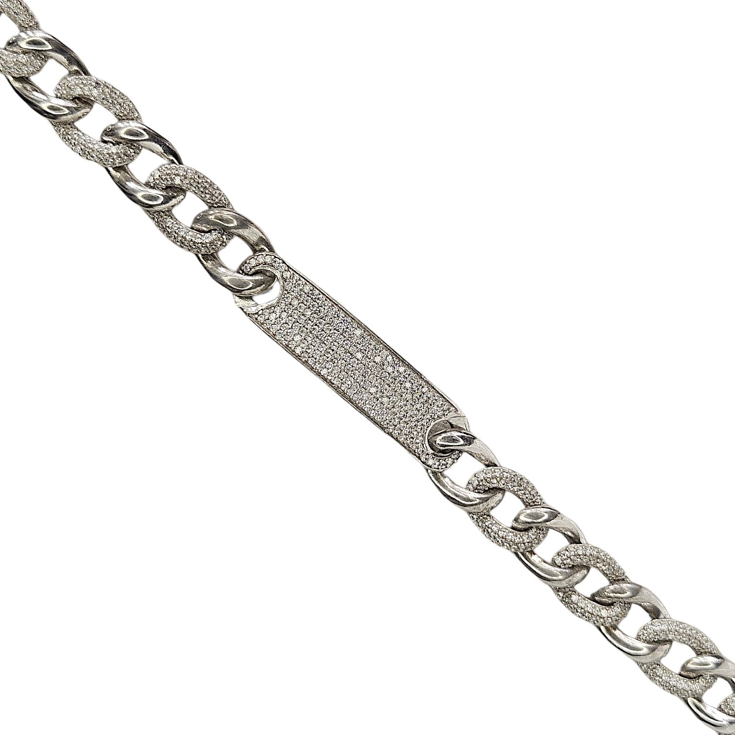 Zirkon Taşlı Zincir Gümüş Bileklik