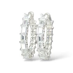 Baget Taşlı Gümüş Halka Küpe