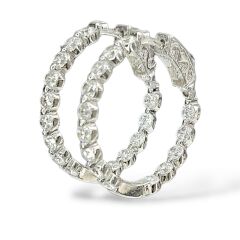 Yuvarlak Kesim Taşlı Gümüş Halka Küpe