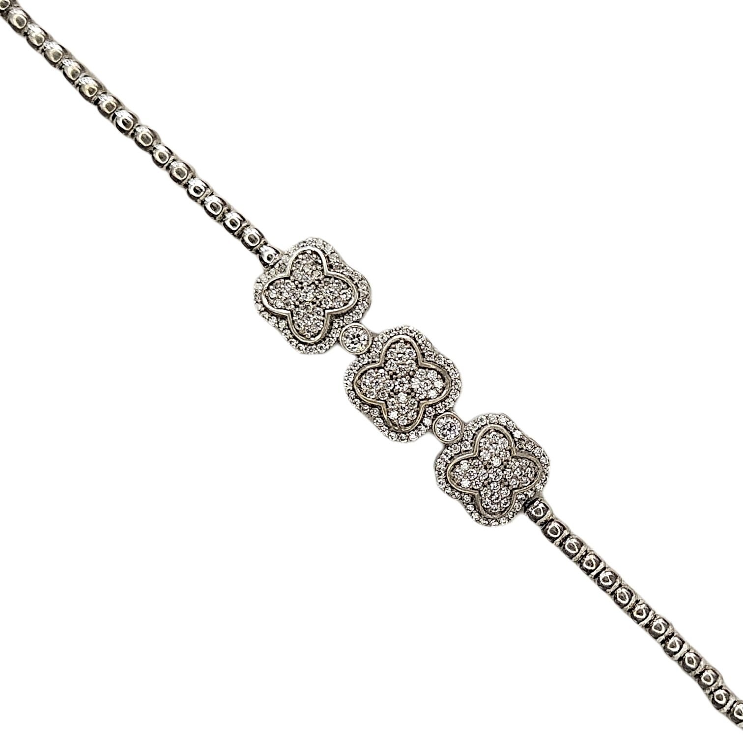 Çiçek Model Gümüş Bileklik- 20 cm