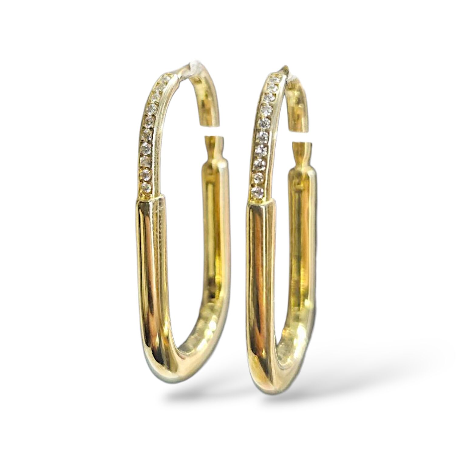 Dikdörtgen Form Taşlı Gold Küpe