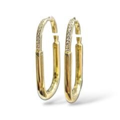 Dikdörtgen Form Taşlı Gold Küpe